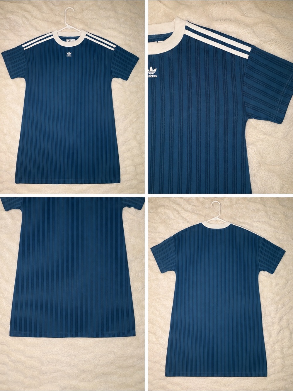 Adidas Blue Striped Crewneck Dress - Picture 1 of 3
